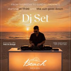 Join us from Thursday to Sunday evenings for live DJ sets at Beach Bar & Grill, where music, sea views, and sunset moments come together to create the perfect summer atmosphere.

Enjoy chilled champagne, signature cocktails and exquisite specialties just steps from the Baltic Sea.

Reserve your table and make this summer unforgettable 